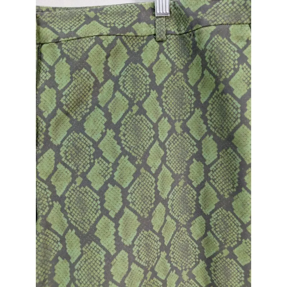 Michael Kors Green Black Snakeskin Print Tapered Pants Women Plus Size 16W